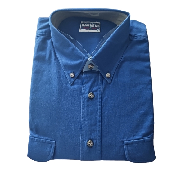 James Harvest Other - Vintage Large James Harvest Sports Wear Mens Shirt Long Sleeve Blue Chambray NWT
